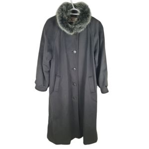 ME-JAY MONTREAL | vintage wool full length fox fur & leather trim coat